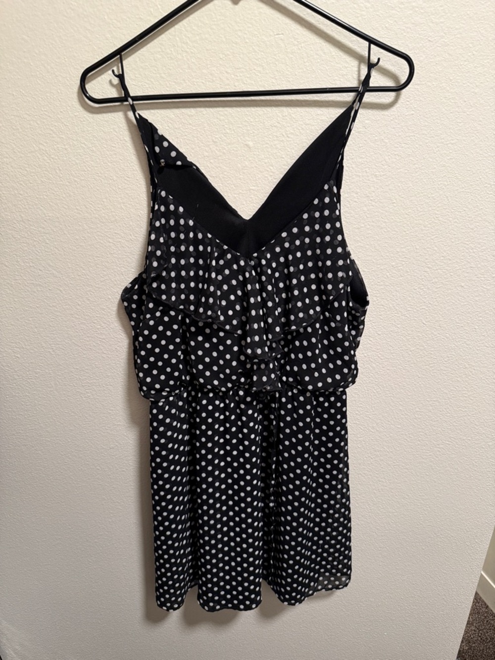 Black Polka Dot Ruffle Romper